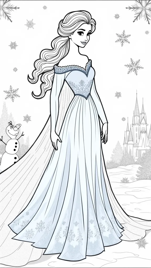 Página para colorear de la princesa Elsa